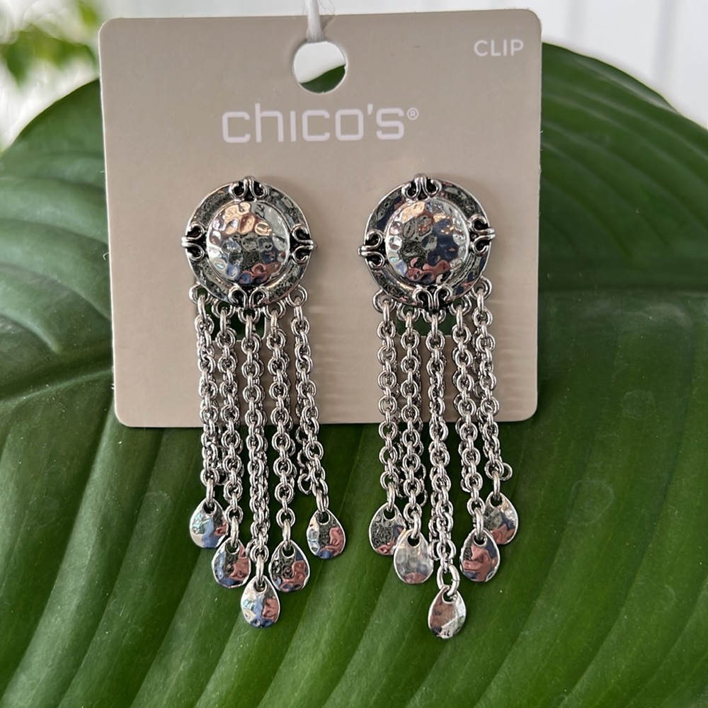 Chico's women's clip on silver dangle earrings.  Never worn